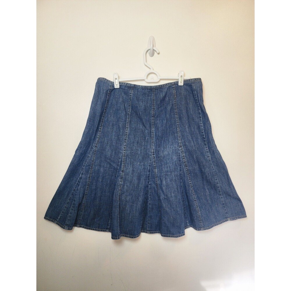 Liz Claiborne Denim Mini Skirt Sz 12 Coastal Cowgirl Western Y2K Festival Boho - Picture 2 of 6
